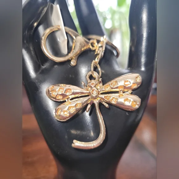 Gold and Yellow Dragonfly Keychain/bag Charm - Picture 2 of 4